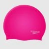 Speedo Plain Junior Moulded Silicone Cap Pink
