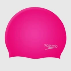 Speedo Plain Junior Moulded Silicone Cap Pink