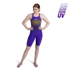 Speedo Womens Violet Yellow LZR Pure Intent Closedback Kneeskin