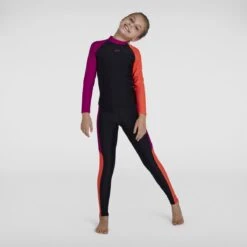 Speedo Girls Black Diva Essential Rash Top