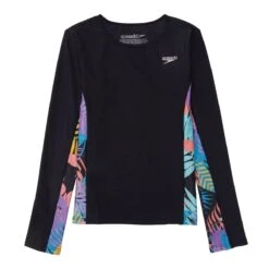 Speedo Girls Anthracite Long Sleeve Splice Rashguard -Best Swimwear Store 8 13414g833 7