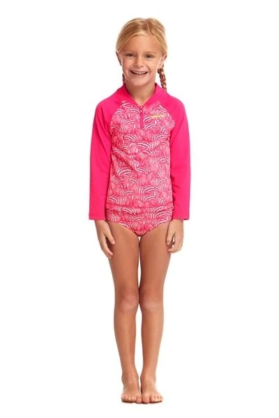 Funkita Toddler Girls Painted Pink Eco Zippy Rash Vest - Image 2