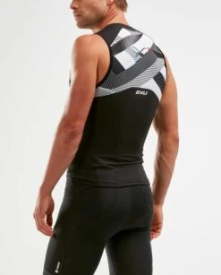 2XU Mens Compression Tri Singlet Chroma -Best Swimwear Store mt5519a blk cro 2xu trishack mens comp tri singlet swimwear shack1