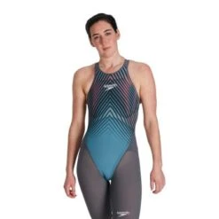 Speedo LZR Valor Openback Kneeskin Charcoal/Teal/Red -Best Swimwear Store swimwear shack 8 11978h147 1
