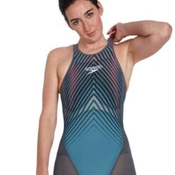Speedo LZR Valor Openback Kneeskin Charcoal/Teal/Red -Best Swimwear Store swimwear shack 8 11978h147 5