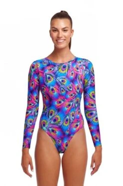 Funkita Ladies Long Shot One Piece Peacock Paradise -Best Swimwear Store swimwear shack fks060l peacock paradise 01