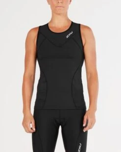 2XU Womens Active Tri Singlet -Best Swimwear Store w t wt4866a blk blk 01