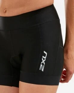 2XU Womens Perform 4.5 Inch Tri Short Black -Best Swimwear Store wt5538b blk 2xu womens 4 5 inch tri short black swimwear shack trishack3