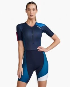 2XU Womens Aero Sleeved Trisuit -Best Swimwear Store wt6431d mdn ftv 16